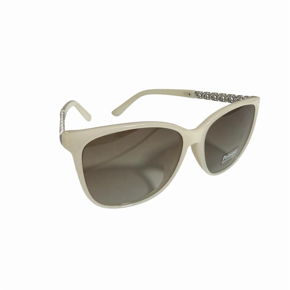 Polarized Sunglasses Womens Ivory Frame Gray Lenses Cat Eye
